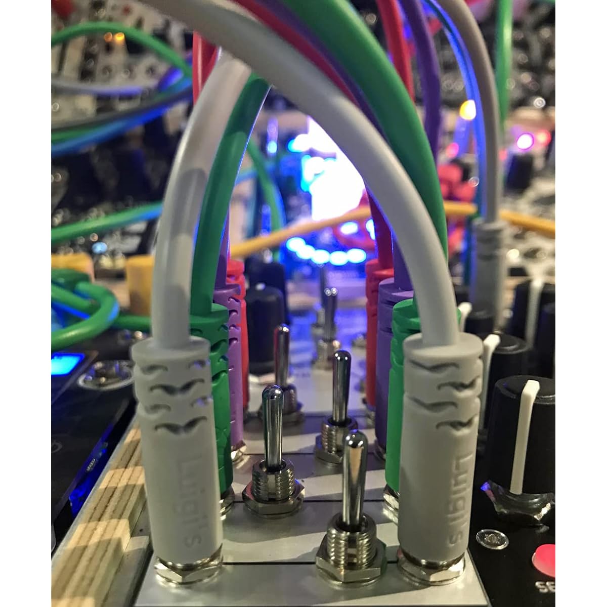 Starving Students Music Supplies Luigis Modular Supplies Spaghetti Eurorack Patch Cables - 5 Purple Cables, 6 Pieces (15cm)