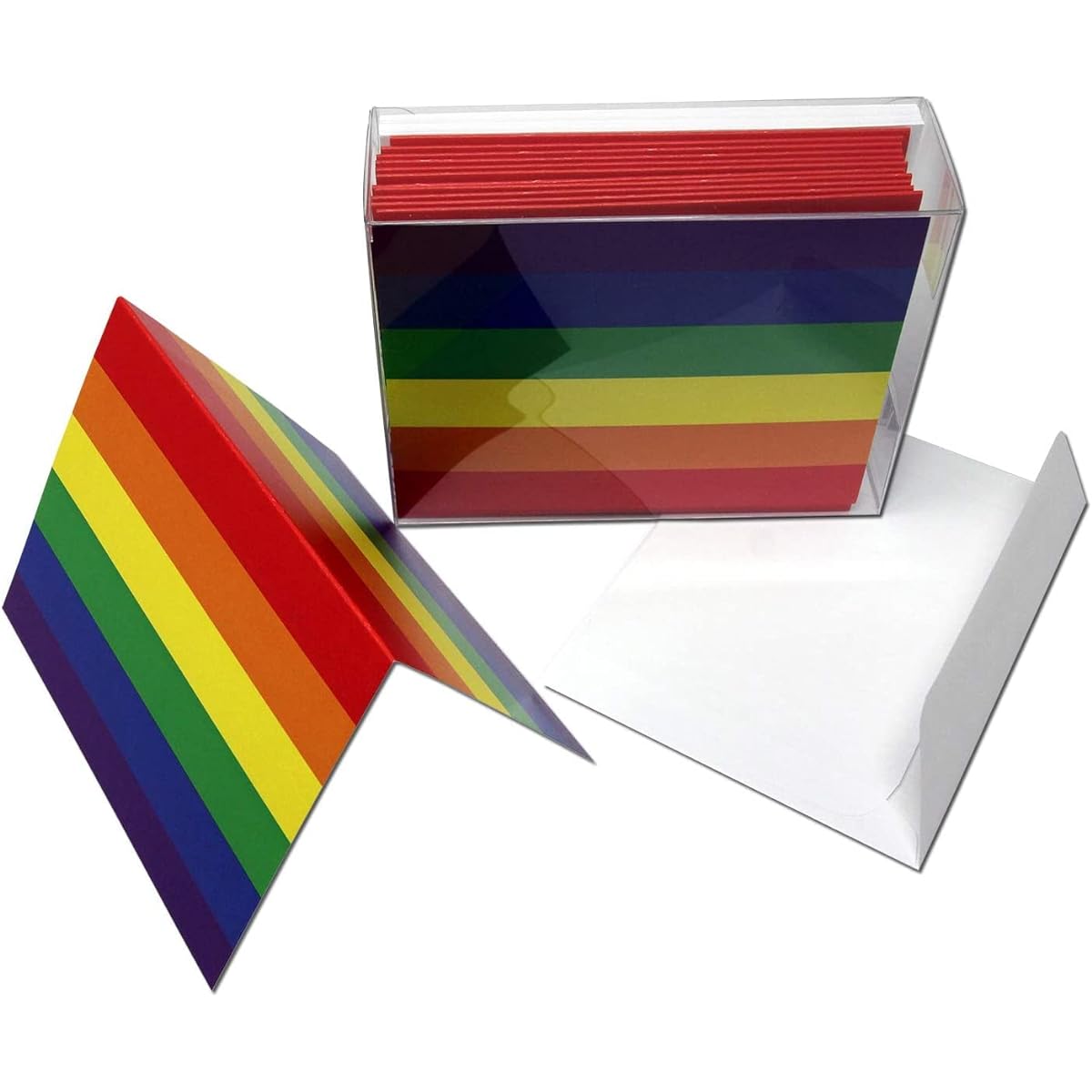 Small World Greetings 12 Rainbow Flag Pride Cards - Blank Inside with Envelopes - A2 Size (5.5" x 4.25") - Perfect for Family, Friends, Coworkers, and More