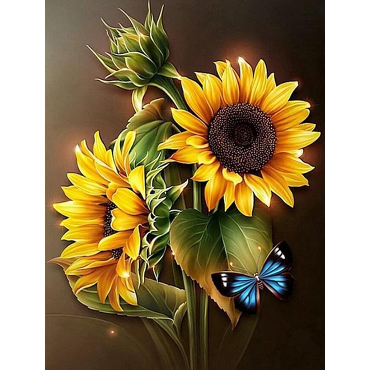 Jigsaw Puzzle 1000 Pieces for Adults Sunflower Blue Butterfly Wooden Puzzle Toy Home Decoration