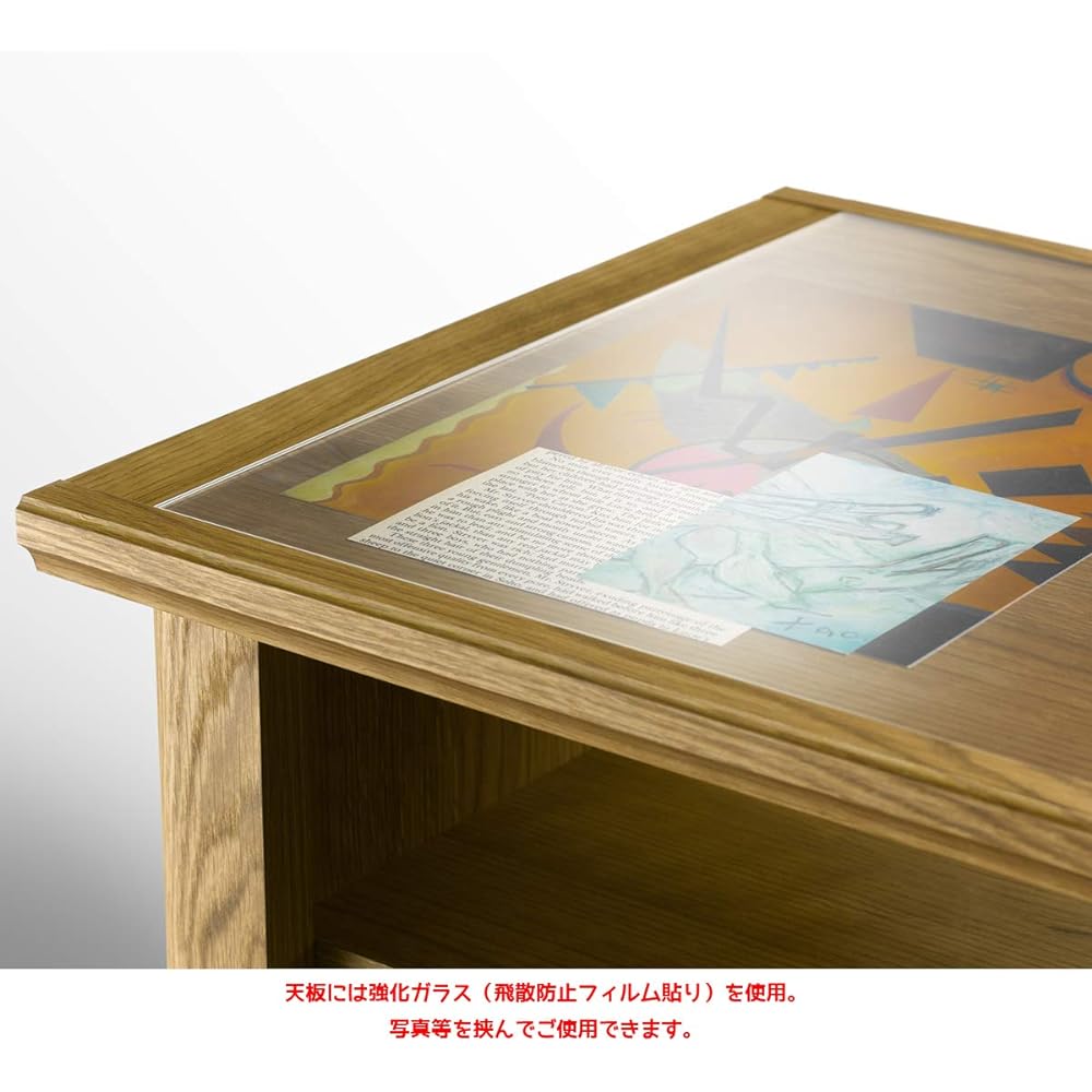 Asahi Wood Processing Living Table Grace Width 86cm Depth 39cm Height 36.2cm Natural Tempered Glass Top GRC-3585LT