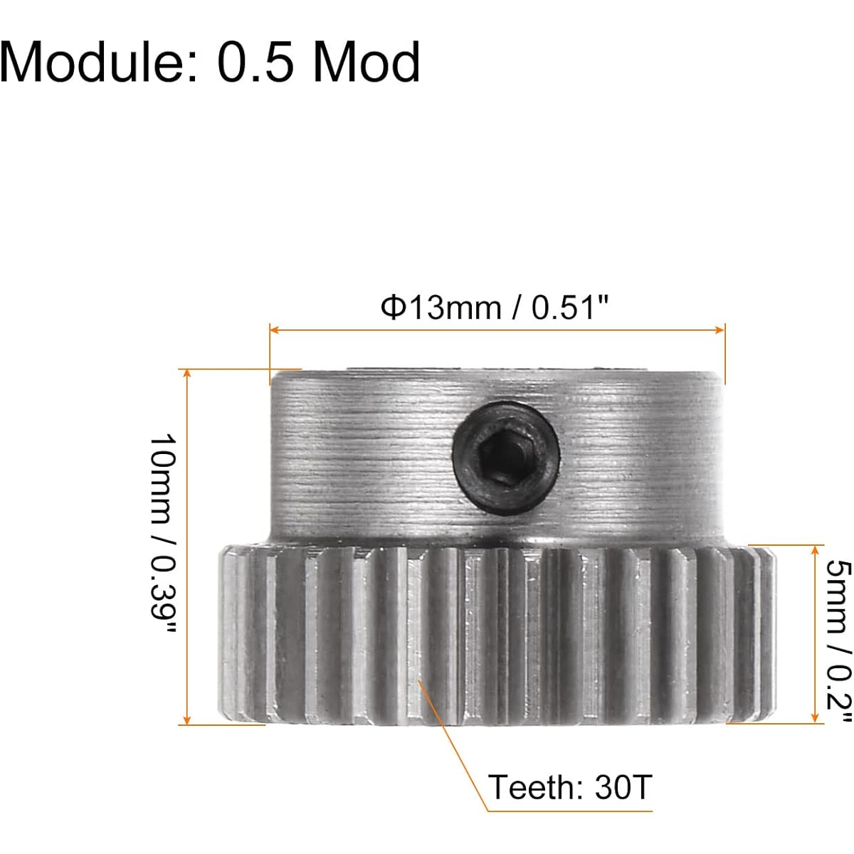 HARFINGTON Pinion Gear 8mm Bore 30T Mod 0.5 Stainless Steel Super Differential Motor Gear RC Car Replacement Parts