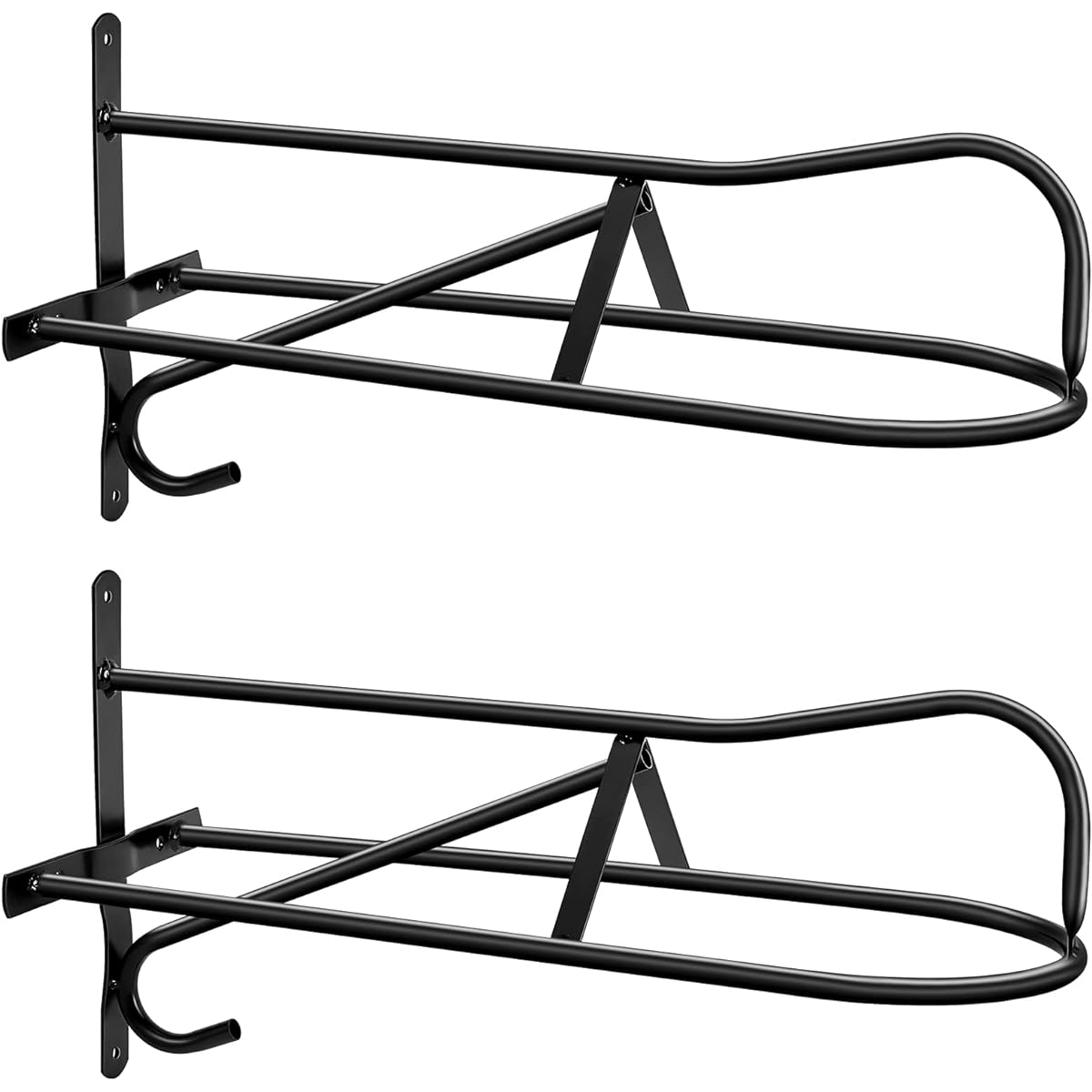 Buryeah Saddle Rack Saddle Stand Wall Mounted Saddle Rack Stand for Western Saddles Black with Mounting Screws Set of 2