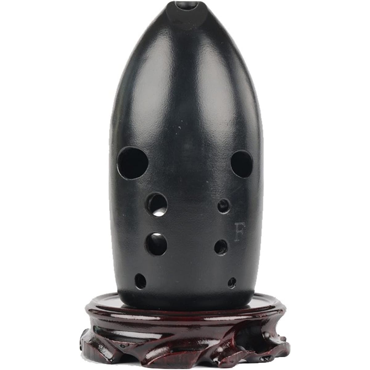 10 Holes Resin Pottery Xun Wide-Range Double Cavity Portable Wind Instrument Beginner Self-Taught Black F Key Ocarina Musical Instrument