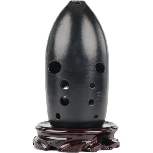 10 Holes Resin Pottery Xun Wide-Range Double Cavity Portable Wind Instrument Beginner Self-Taught Black F Key Ocarina Musical Instrument
