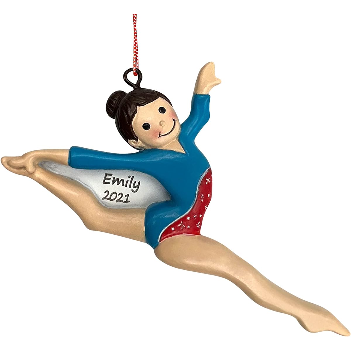 Personalized Brunette Girl Gymnastics Christmas Ornament 2022
