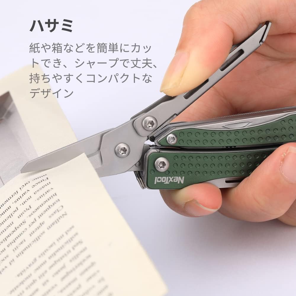 NexTool MINI FLAGSHIP Multifunctional Pliers Multitool 10 in 1 Multifunctional Tool Folding Pliers Made of Stainless Steel Durable Foldable Pocket Size Portable Mini Type Disaster Prevention Goods Outdoor Camping Climbing Fishing Outdoors - Green
