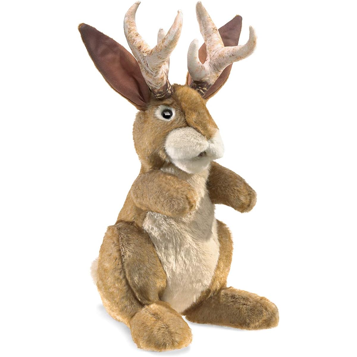 Folkmanis Jackalope Hand Puppet 8" Brown/Light Tan