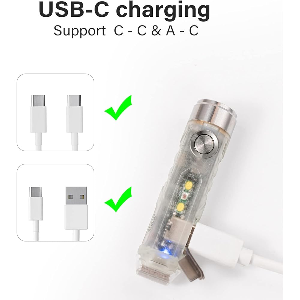 RovyVon A5 G4 USB C Flashlight with Red Sidelight Luminous Body 650 Lumens Outdoor Mini EDC Rechargeable High Brightness Multi-Function Flashlight Holiday Gift Idea