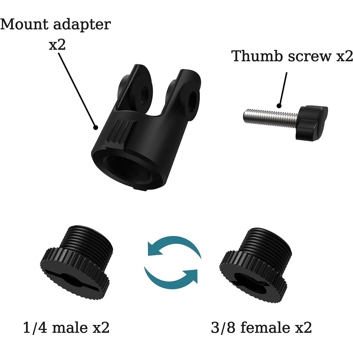 Microphone Mount Adapter Accessory for HyperX Quadcast Boom Arm, Easy to Install Mic Stand Adapter with 3/8" or 1/4" Thread Compatible with HyperX QuadCast Arms, Set of 8
