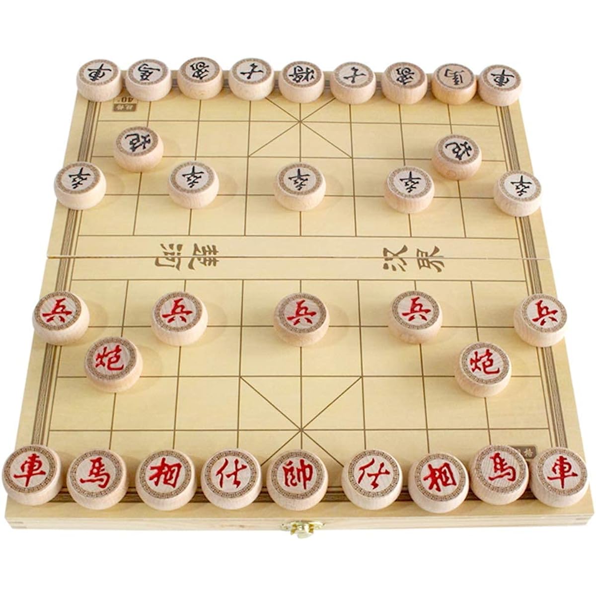 Luoyer 14" Wooden Foldable Chinese Chess Xiangqi Travel Game Set with Wooden Chess Pieces, Traditional Tabletop Strategy and Skill Game for Teens and Adults