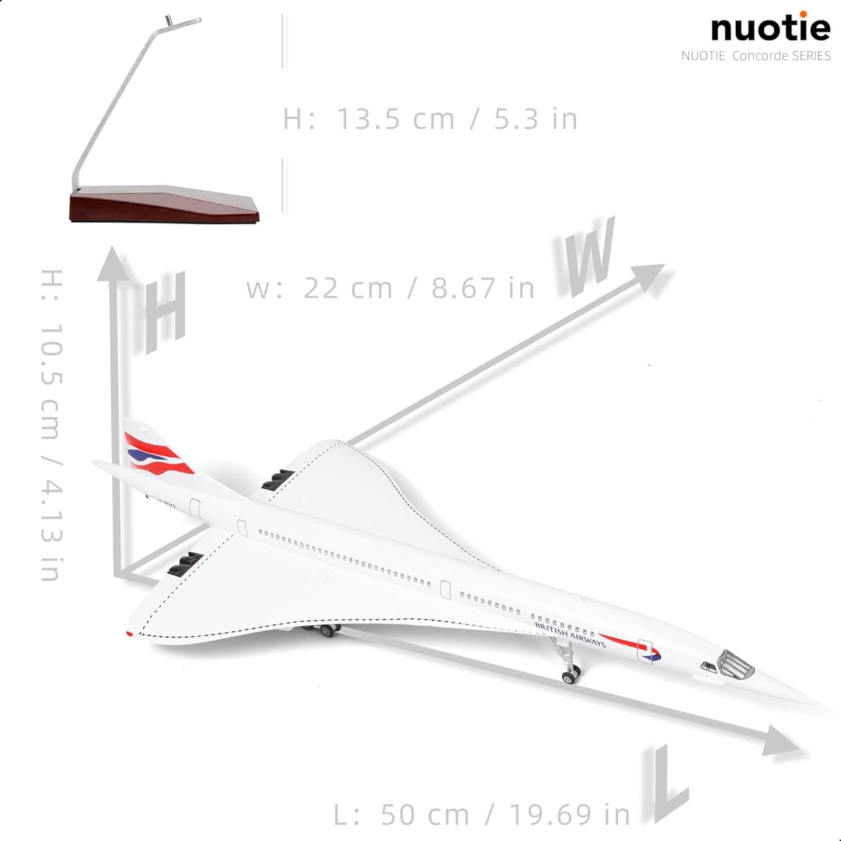 NUOTIE 1:125 Concorde Metal Airplane Model Finished Product Pre-built Diecast Aircraft Model Kit Aircraft Simulation Model Display Model Collection or Gift (British Airways)