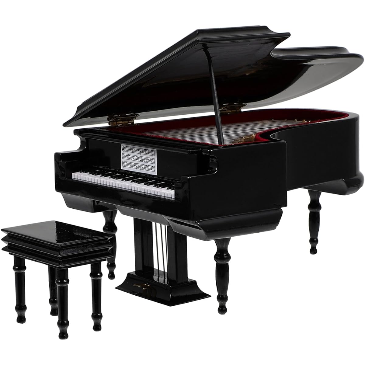 Mini Piano Music Box Plastic Miniature Piano Figurine Desktop Piano Music Box Birthday Halloween Christmas Women Girls Black