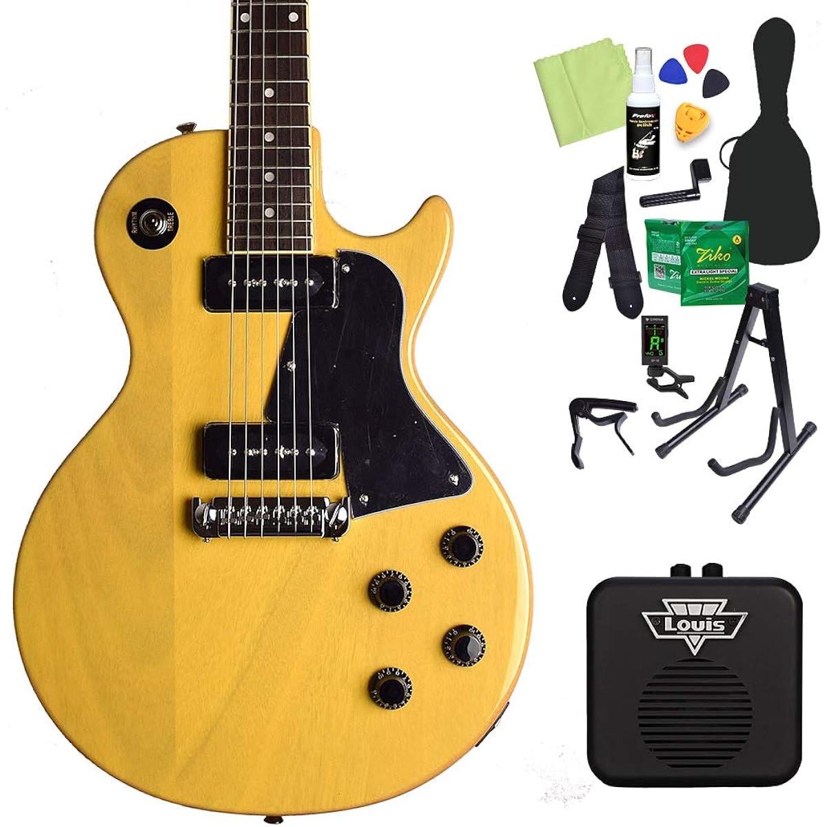 Burny SRLS TVY Electric Guitar Beginner 14-piece Set [with Mini Amp] Les Paul Special Type TV Yellow Burny