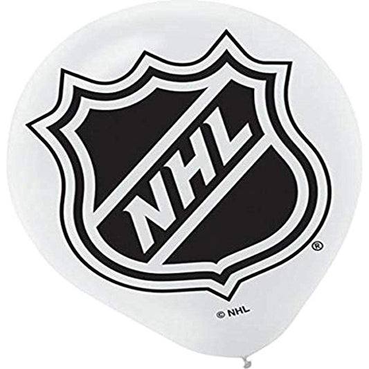 Amscan National Hockey League Printed Latex NHL Party Balloons, 12, White/Black by Amscan