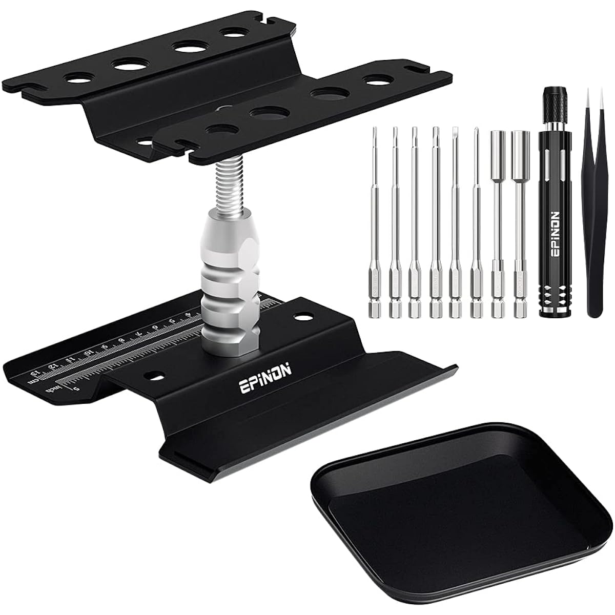 EPINON RC Car Stand RC Work Stand RC Car Repair Work Stand RC Driver Kit Screw Palette for 1/8 1/10 1/12 1/16 1/18 RC Car Truck Crawler (Black)
