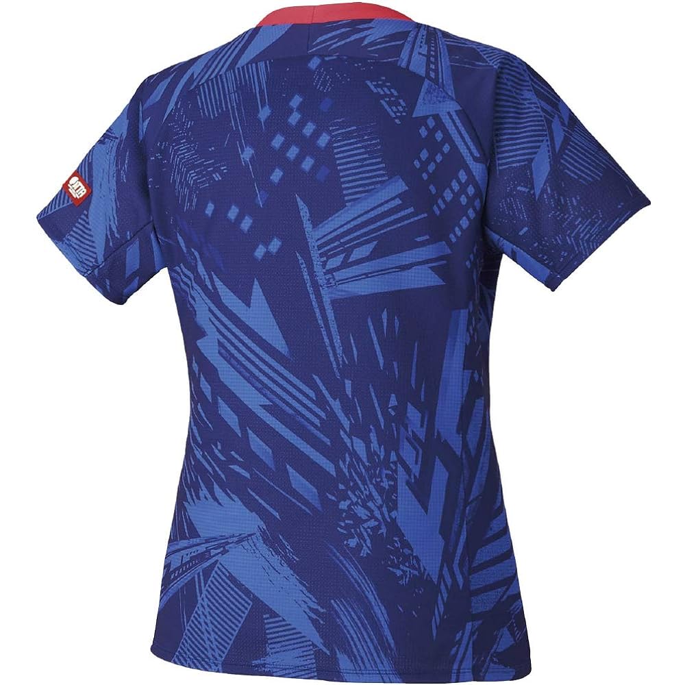 [Mizuno] Table Tennis Wear Game Shirt Short Sleeve Dry Aeroflow Highly Ventilated JTTA Red Diversity Design 82JA0201 Women's