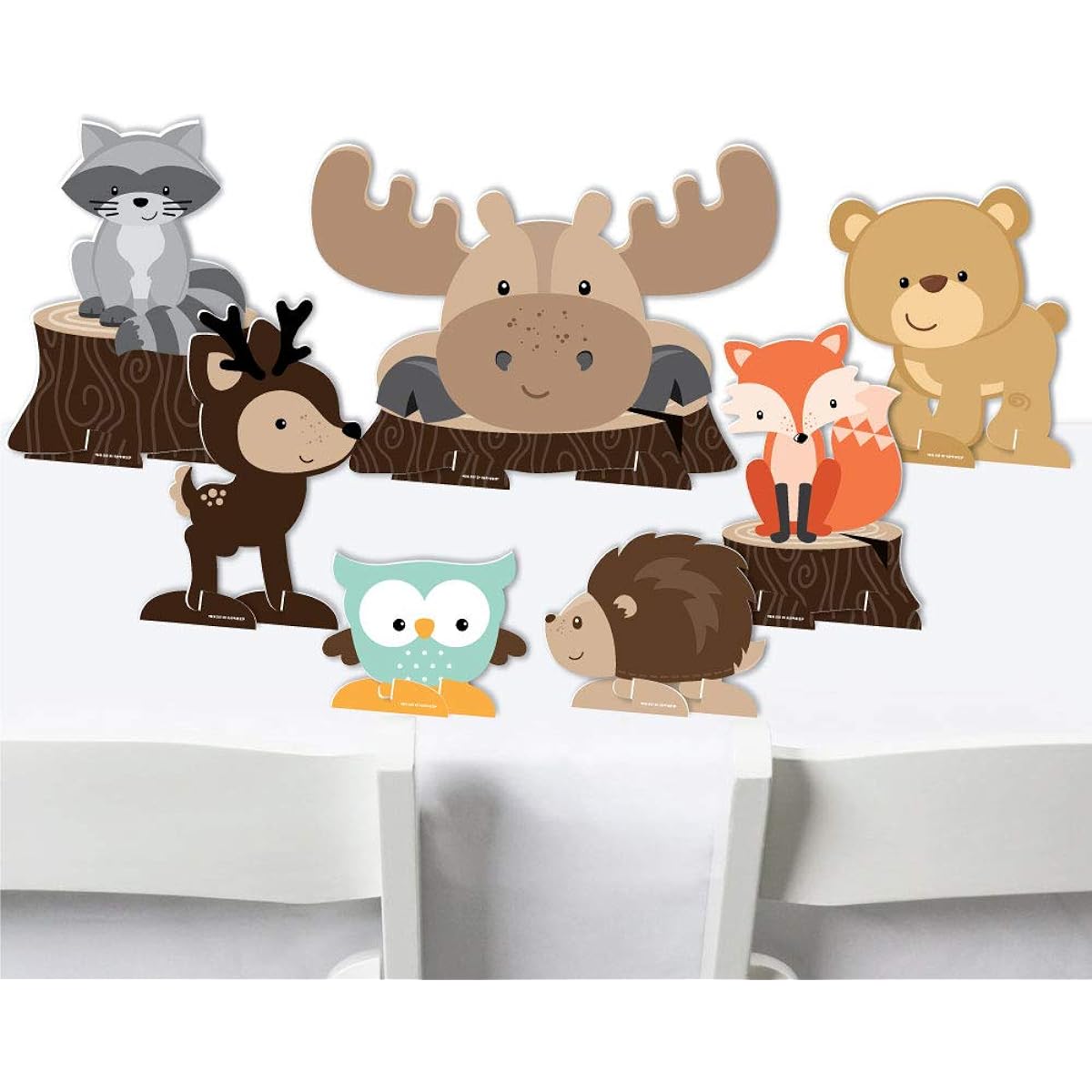 Big Dot of Happiness Woodland Creatures - Baby Shower or Birthday Party Centerpiece Table Decorations - Tabletop Panels - 7 Pieces