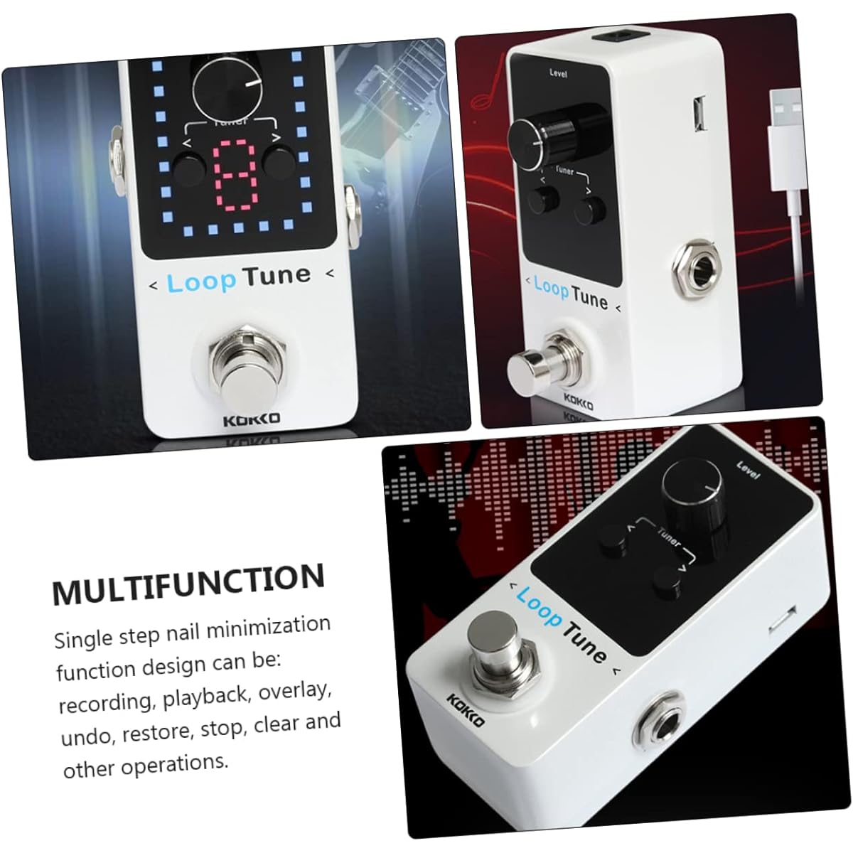 SWOOMEY Guitar Effects Single Block Effect Pedal Auto Pedal Tuner Guitar Looper Effect Pedal True Bypass Effect Pedal Automatic Musical Instrument White