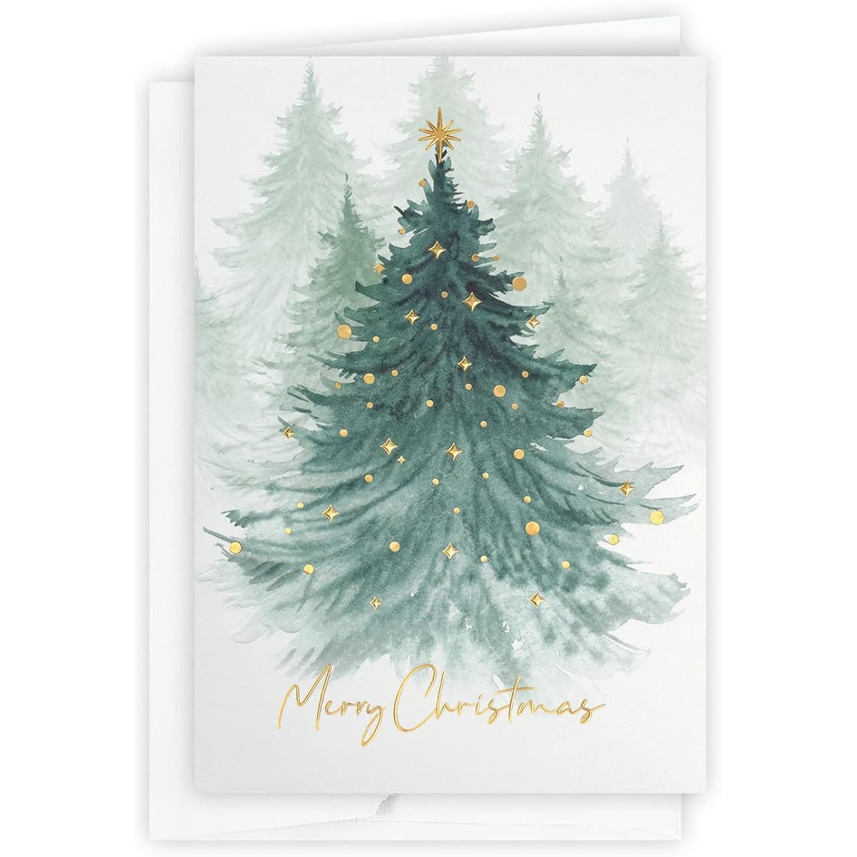 The Gallery Collection 25 Watercolor Christmas Forest Cards with Foil-lined Envelopes