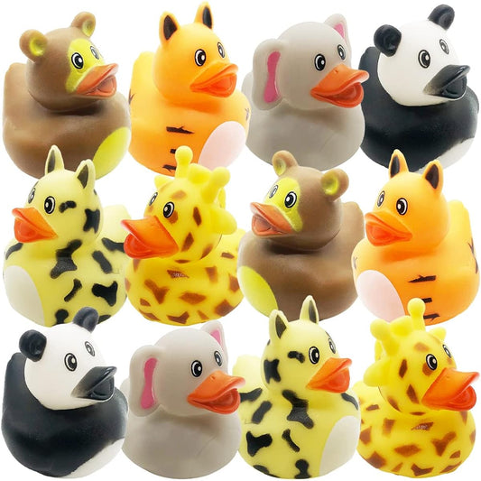 ArtCreativity Zoo Rubber Ducks for Kids - 12 Pack Zoo Themed Ducks Bathtub Pool Toys, Fun Carnival Safari Party Supplies, Birthday Party Favors for Boys and Girls