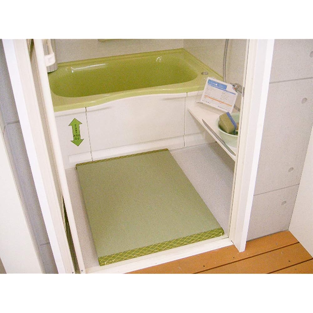 Warakubi Washable Tatami Tatami Bath Tatami Mat Bathroom Mat Slatted (Green, Mini Size (Height 60 x Width 45cm))