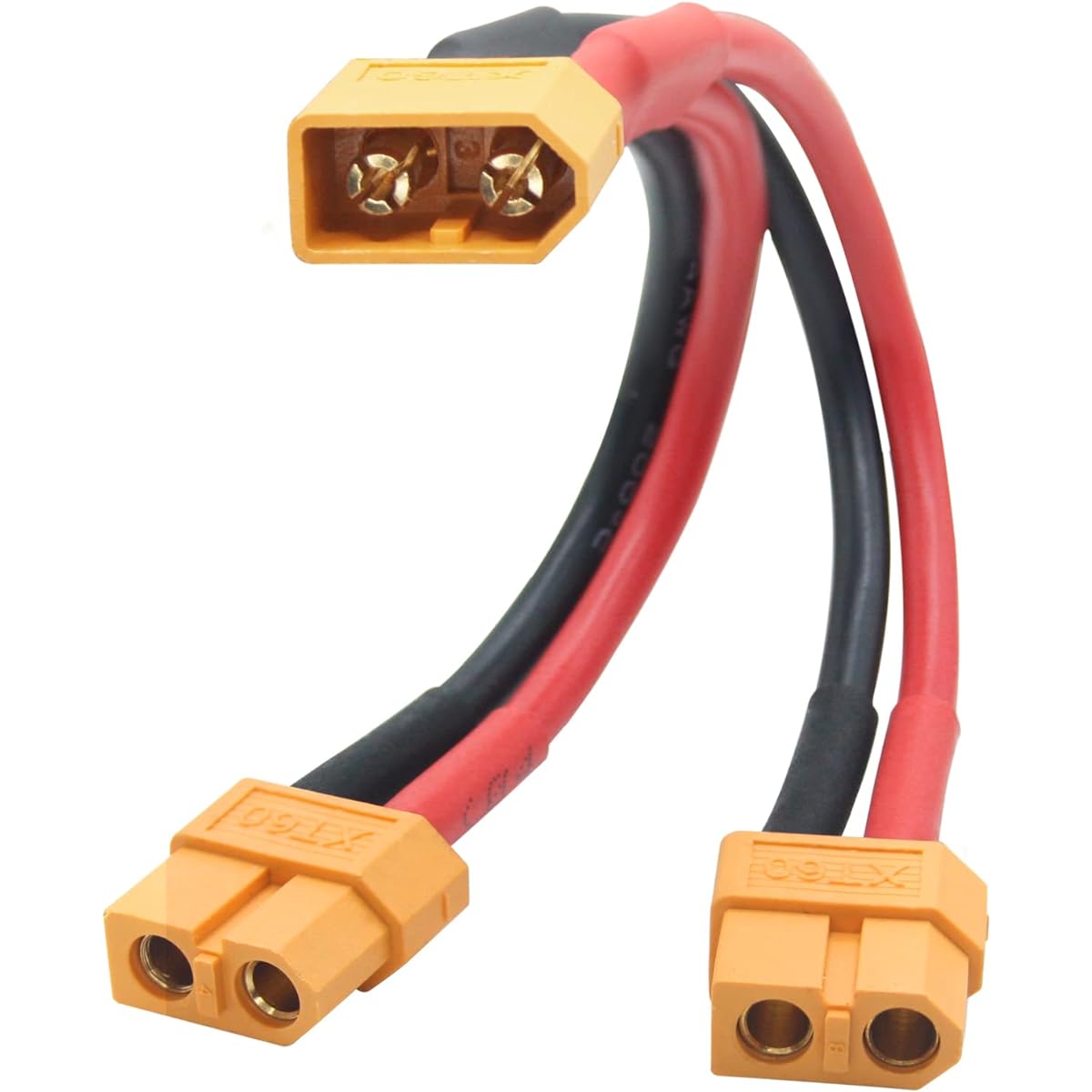 Short XT60 Parallel Battery Connector Cable 14AWG 1 Male to 2 Female Y Splitter Adapter Cable 10cm/3.93inch for RC Multicopter Quadcopter