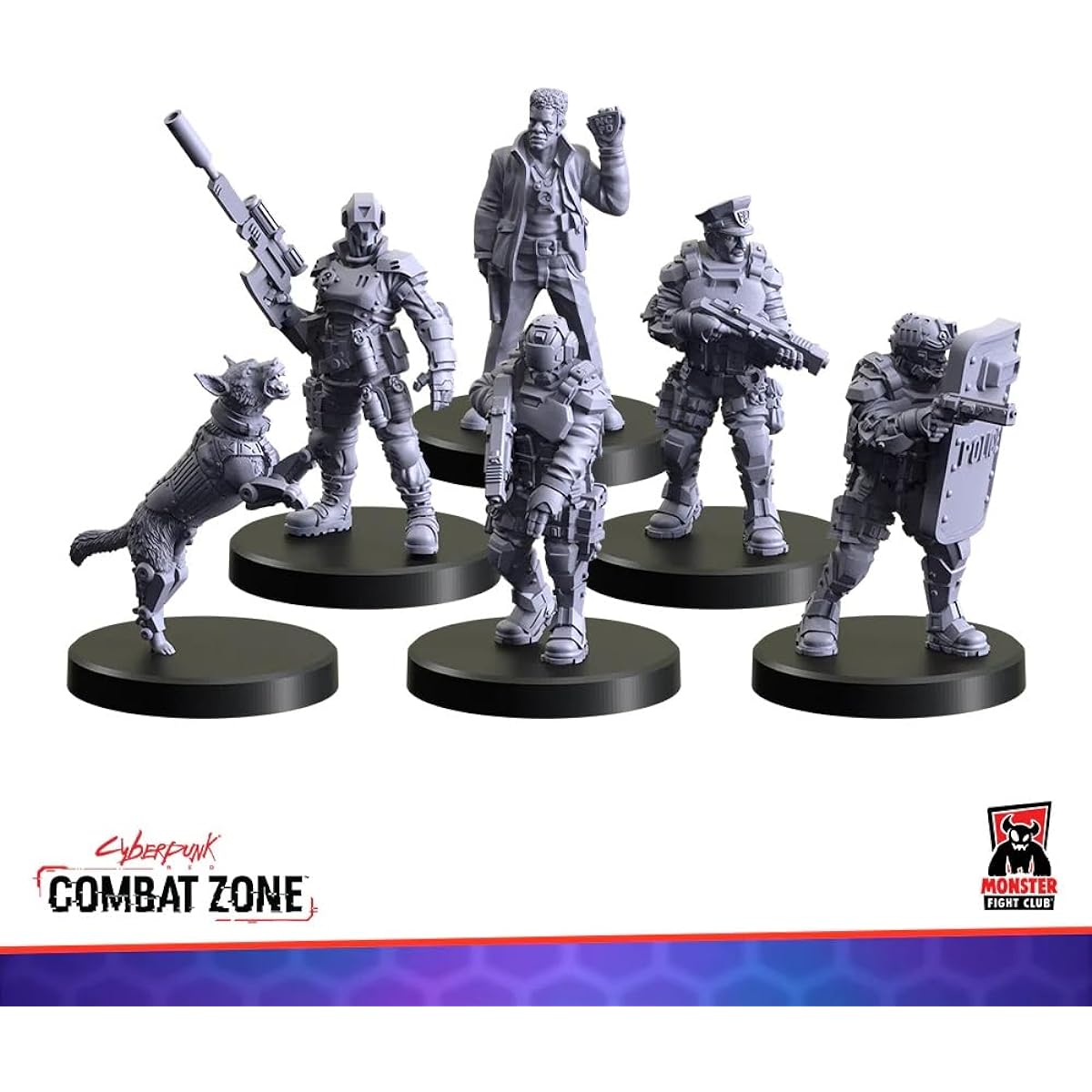Monster Fight Club Cyberpunk Red Combat Zone Miniatures Expansion: Lawmen Starter Gang
