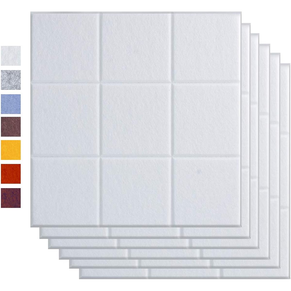 orbing Felt Board Flame Retardant Moisture Proof Wall and Floor Compatible Sound Absorbing Panel Interior Decoration Musical Instrument Piano Room Soundproofing Soundproofing (30cm x 30cm x 0.9cm) Color Selection Available [Square White/White, 48 Sheets]