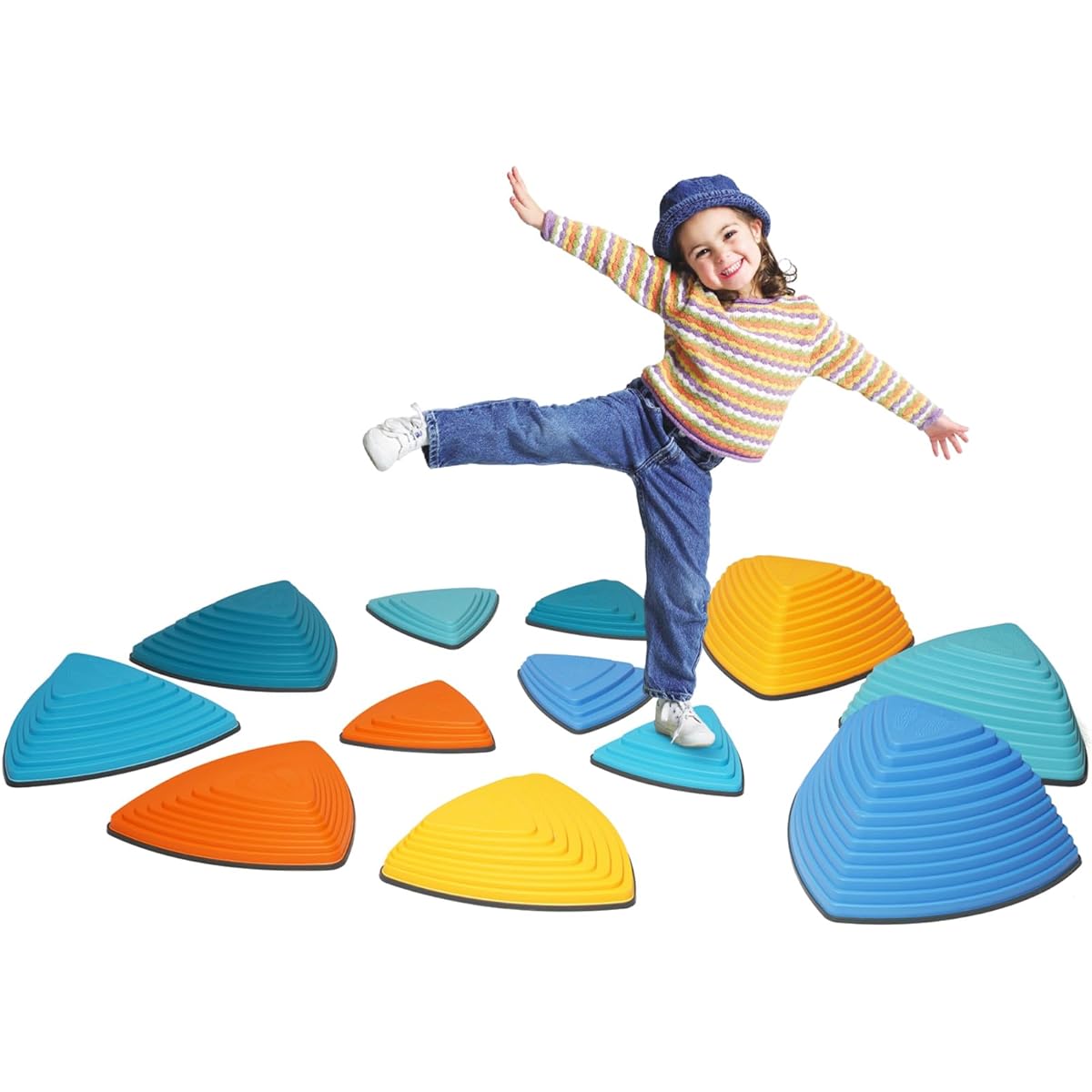 Arkyomi 12pcs Kids Stepping Stones Non-Slip Stepping Stones Set Balance Blocks Indoor & Outdoor Fitness Equipment Promotes Balance Coordination & Strength