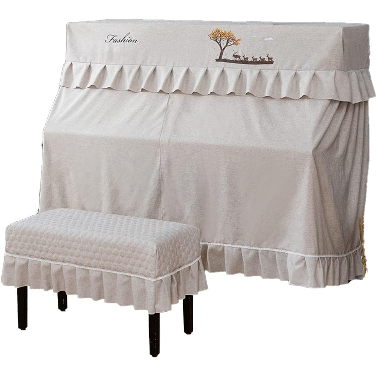 European style full piano cover, vertical thick piano cover, pianist education musician learning + piano stool cover (3, B)