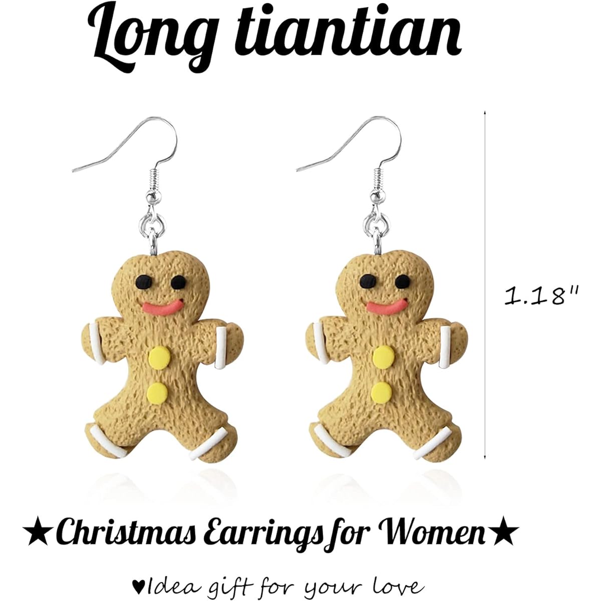 Christmas Earrings for Women Gingerbread Man Clay Earrings Christmas Tree Holiday Earrings Snowflake Earrings Cute Food Jewelry Polymer Clay Cookie Earrings