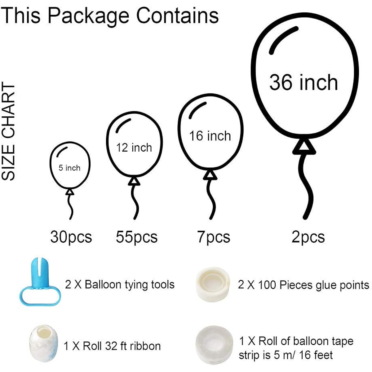 16ft Pearl White & Gold Confetti Balloons Arch & Garland Kit, 94pcs White and Gold Latex Balloons Garland Wedding Balloons Balloons Baby Shower DIY Decorations
