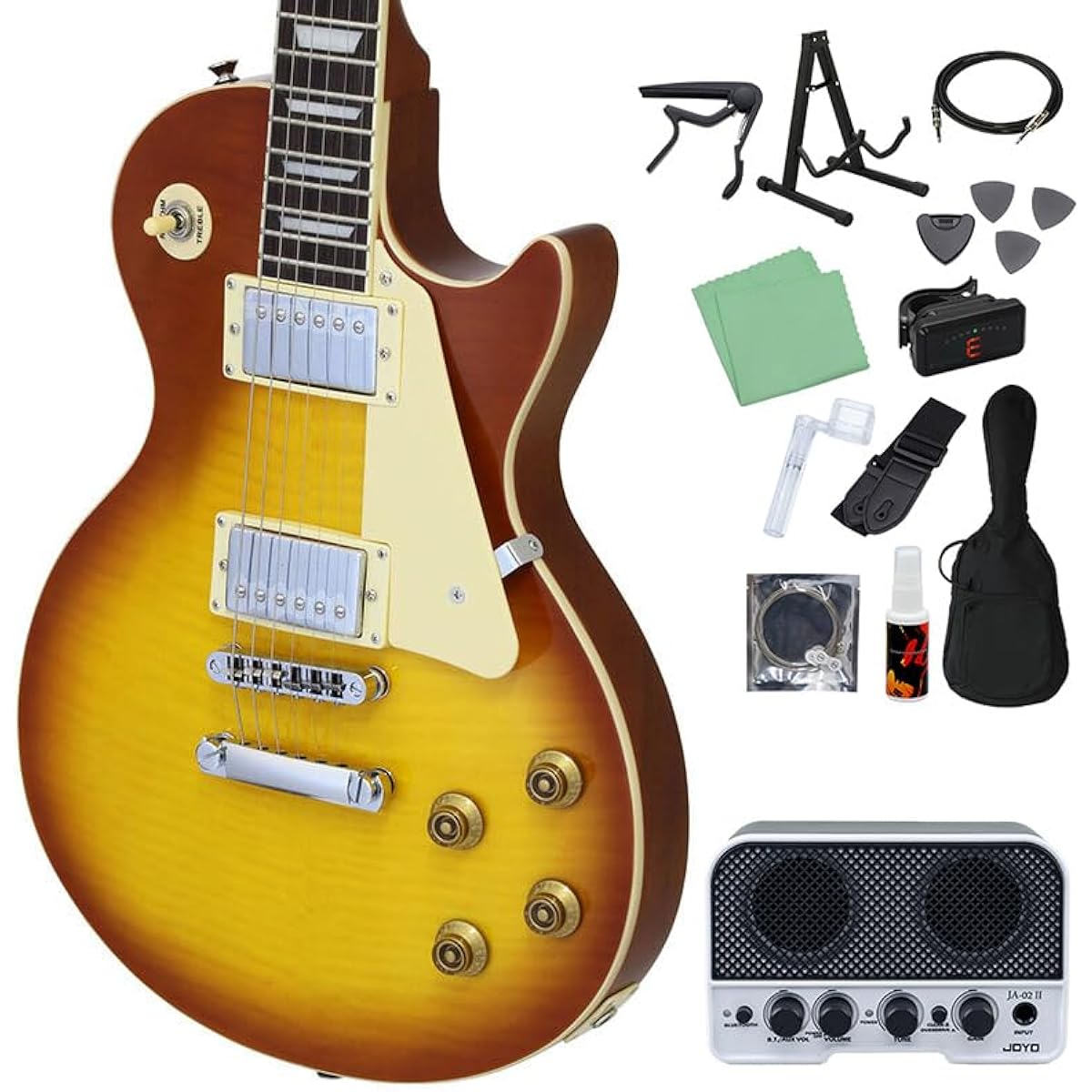 Blitz by AriaProII BLP-450 HB Electric Guitar Beginner 14-piece Set [Includes Bluetooth Mini Amplifier] Les Paul Standard Honey Burst Blitz