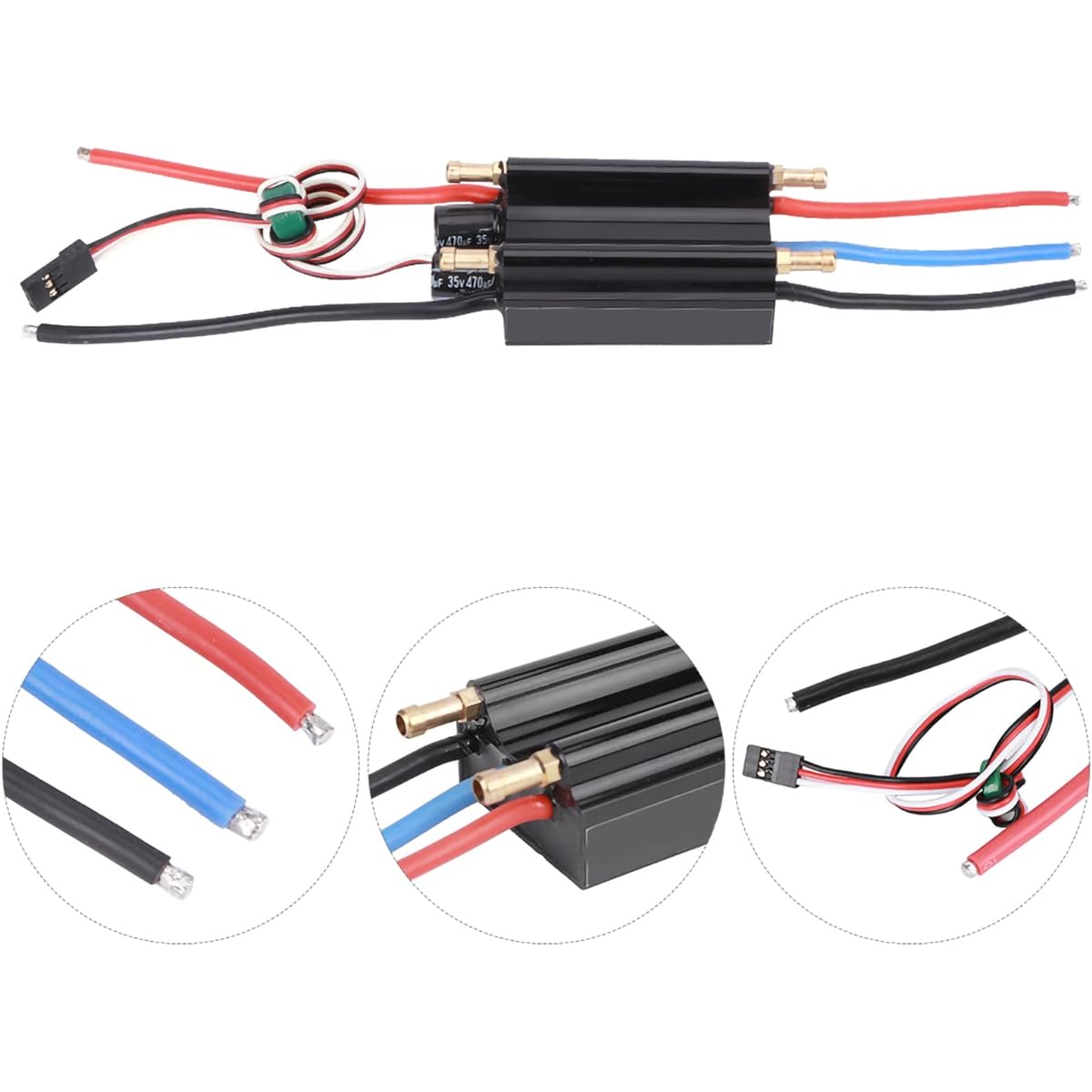 RC Boat ESC 60A RC Boat Waterproof Brushless ESC Electric Speed Controller Brushless ESC 5V/4A Support Lipo 2-6S 85x38x22mm (With Metal Shell Upgrade Accessories for RC Boat)