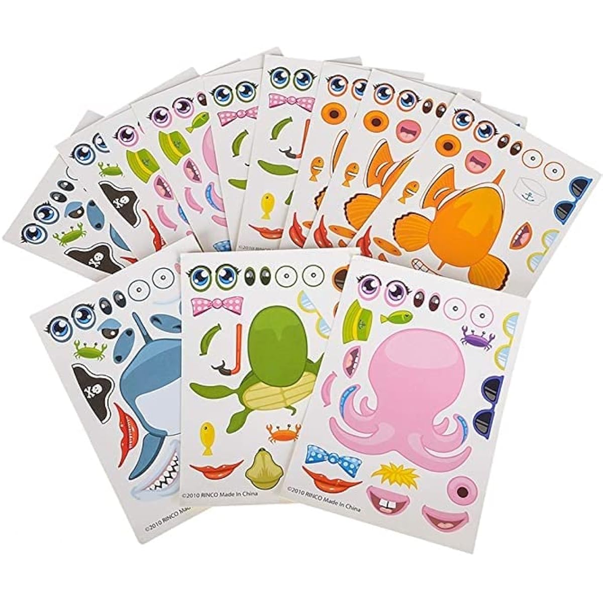 HOWBOUTDIS (48 Sheets) Make Your Own Ocean Stickers Sheets, perfect for parties, school, craft time, improve your child's creativity.