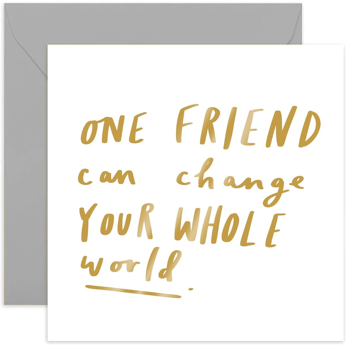 Old English Co. One Friend Card - Gold Foil | Friendship Cards for Men and Women | Birthday or Best Friend Card | Blank Inside & Envelope Included