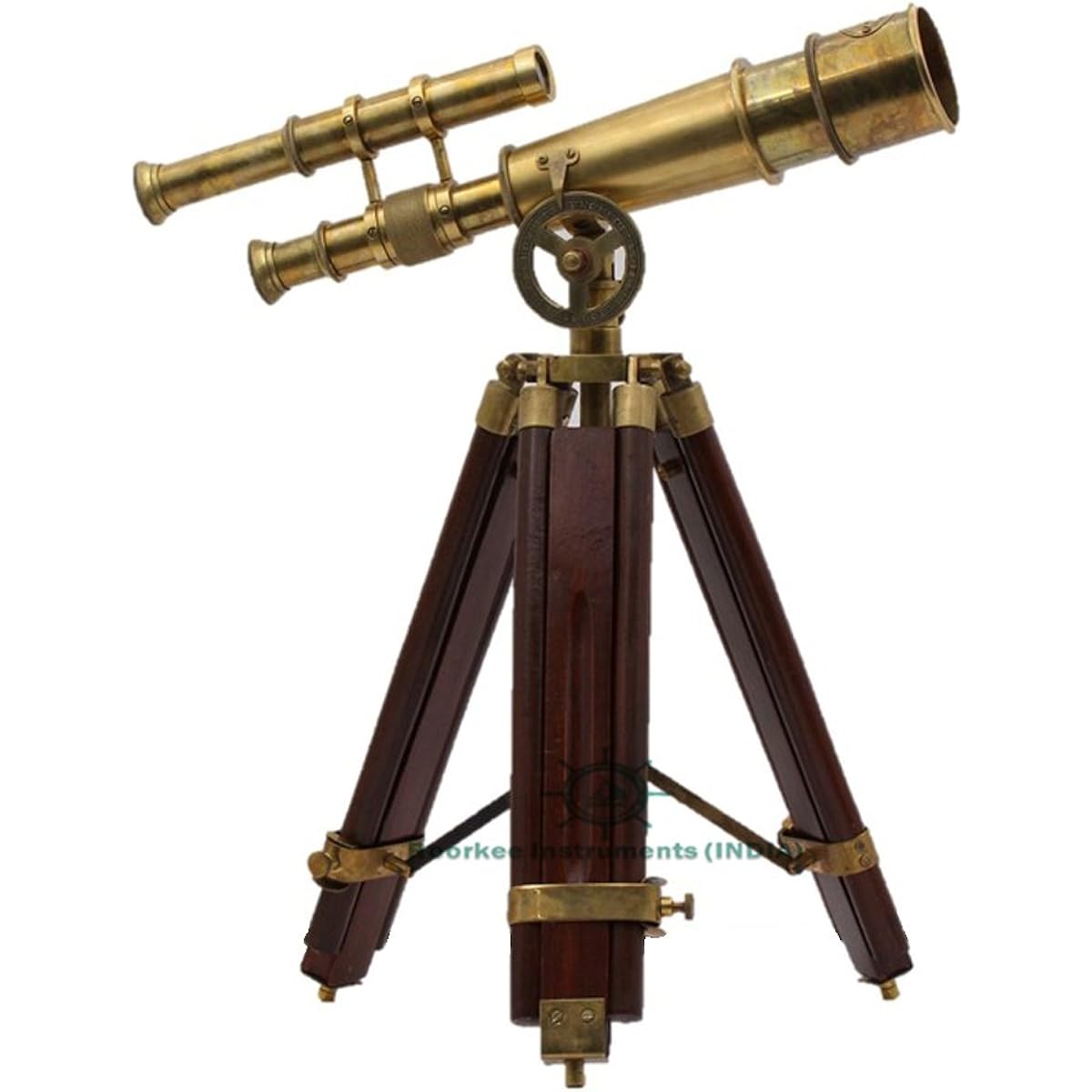 Roorkee India Instruments Vintage Antique Tripod Telescope Brass Nautical Telescope
