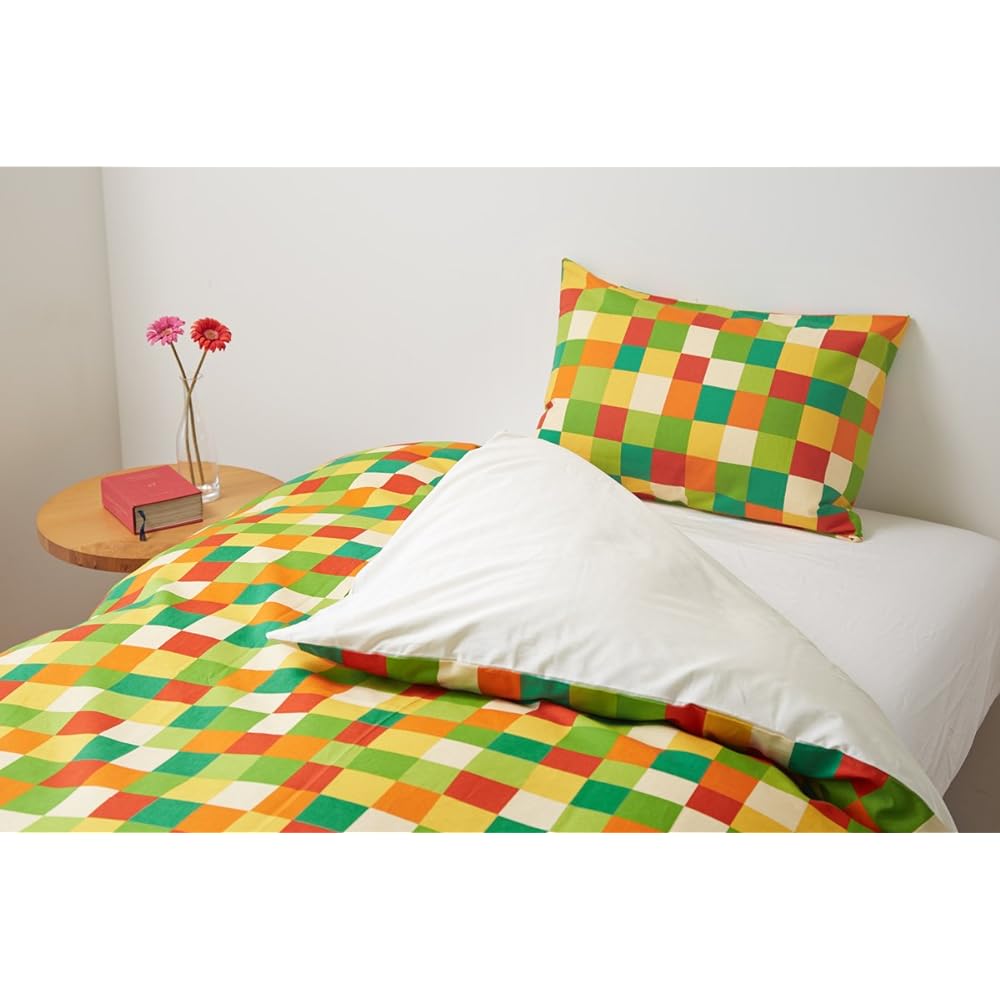 Quarter Report Duvet Cover Cotton Linen Double Pulte Green Approx. W190 x H210cm Comforter Case (Zipper Type) [Made in Japan]