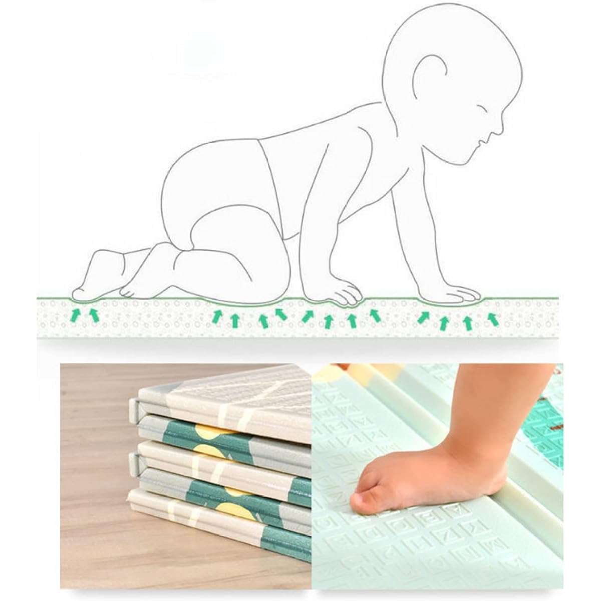 Play mat 200*180*1.5cm Kids play mat Easy to clean Learning Play Cute Foldable Double-sided use Safe Non-toxic Tasteless Baby gift Play mat Baby Thin Shock absorbing Fall prevention Waterproof Soundproof Room mat Floor mat Nap mat Gift D