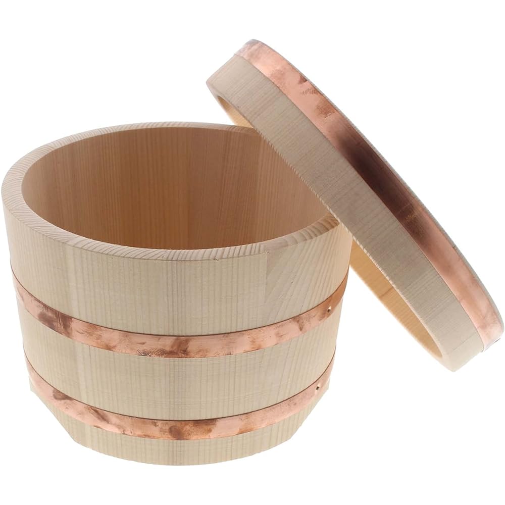 Tachibana Container, Edo Bitsu, Copper Tag, Rice Stand, Made in Japan, Approximately 3 Cups, Natural