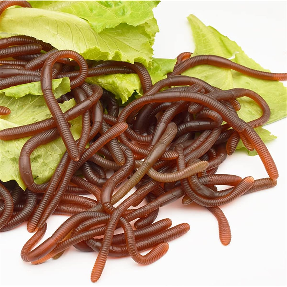 senlinlv 20pcs Simulation Earthworms Fake Earthworms Plastic Soft Lifelike Elastic Rubber Earthworm Trick Toys for Halloween April Fools' Day Party Decoration