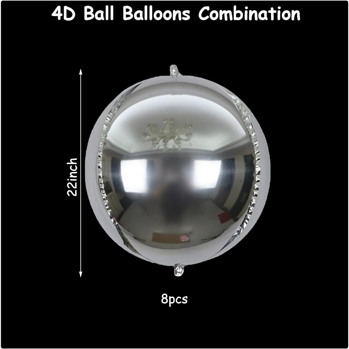 Silver 4D Balloon Kit - 8pcs