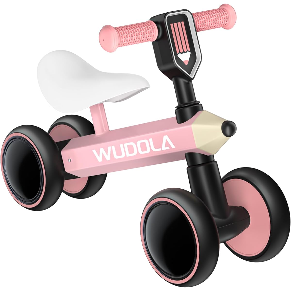 Wudola Baby Balance Bike for 1 Year Old, No Pedals, 4 Silenced Wheels & Soft Seat, Toddler First Bike for 10-36 Months, Birthday Gift for Boys and Girls, Pink
