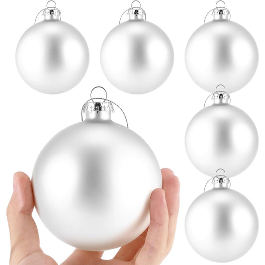 Syhood 6pcs Glass Christmas Tree Ornaments 3.15 Inch Christmas Ball Ornaments Hanging Christmas Baubles for Christmas Tree Holiday Decorations Wedding Party Gifts (White)