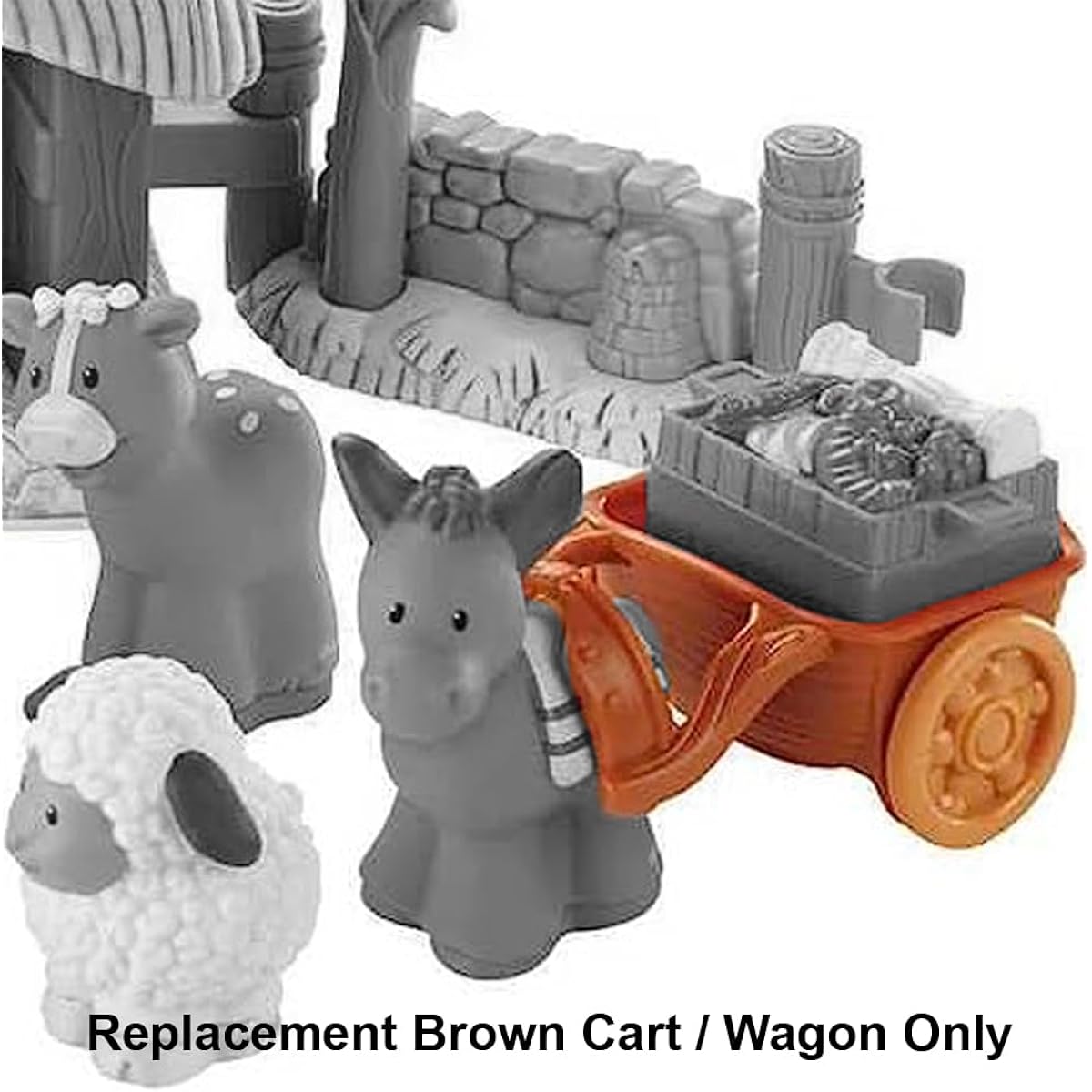 Replacement Brown Cart Wagon Fisher-Price Little People Deluxe Christmas Story, Nativity Playset ~ J2404
