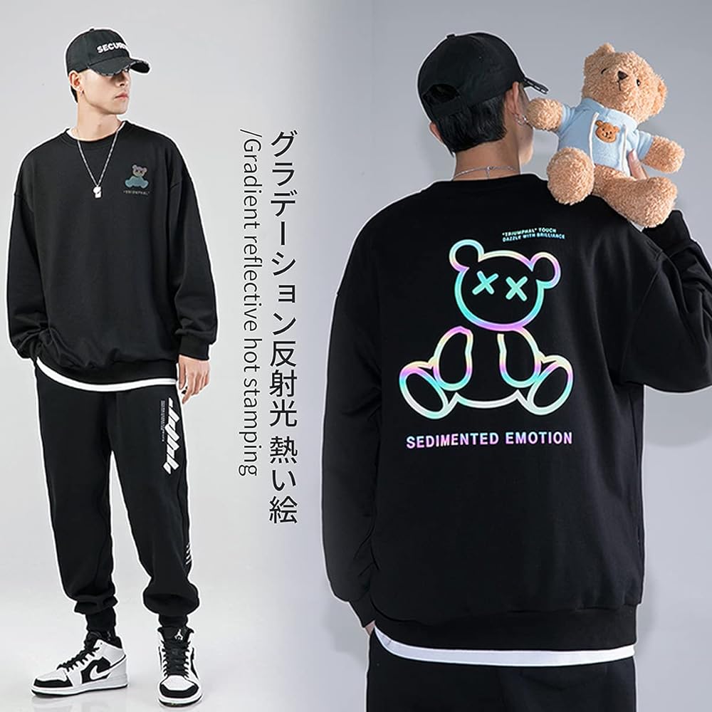 [FEISEDY] Sweatshirt Men's Pullover Large Size Long Sleeve T-Shirt Men's Autumn/Winter Men's Parka Round Neck All Match A8002