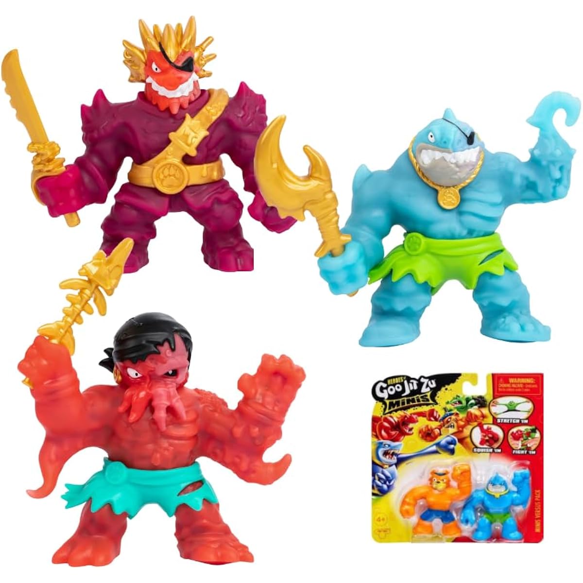 INCREDITOYZ Heroes of Goo JIT Zu Goo Shifters, Transform The Goo! Super Stretch, Super Squishy Action Figures 3 Pack (Bengal, Slash, Lockjaw Hero Pack) Gift
