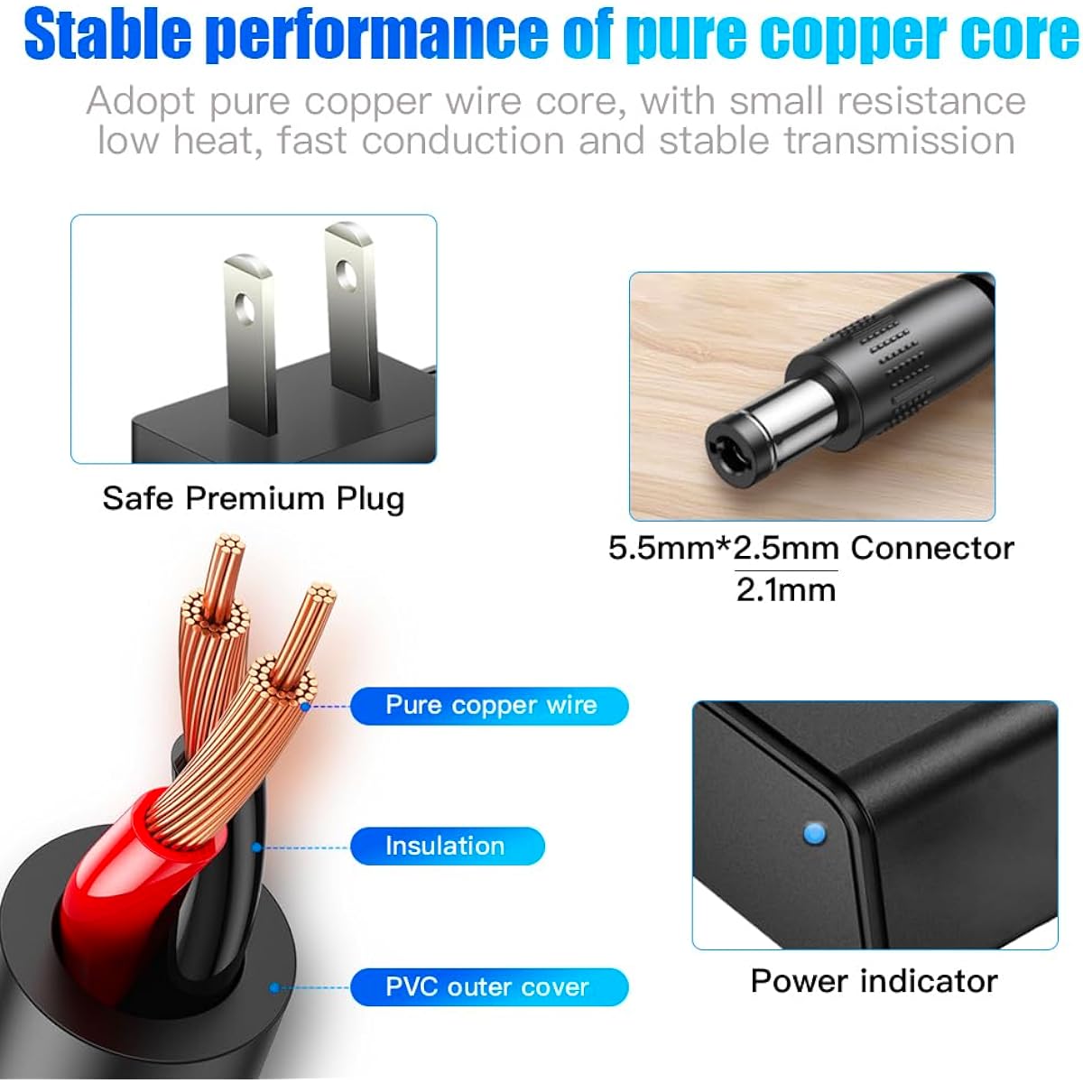 MTDZKJG 6V 2A DC Power Adapter 6V Power Adapter AC 100~240V to DC 6 Volt 2Amp 1A Transformer Equipment for Humidifier, Blood Pressure Monitor, etc. with 5.5 x 2.5mm/2.1mm DC Plug