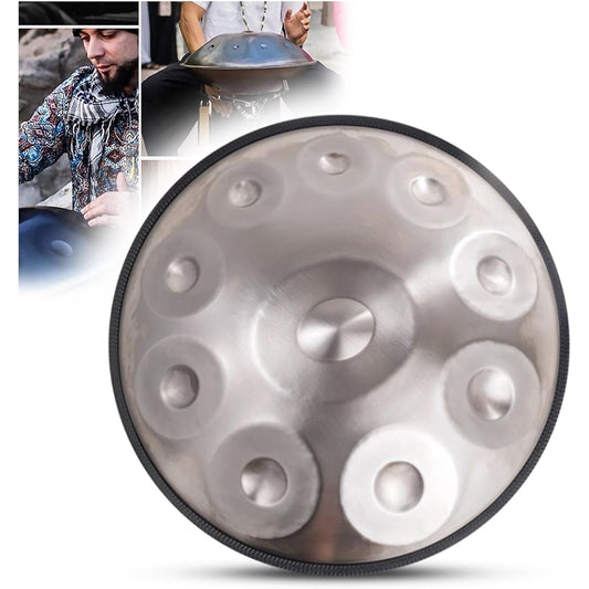Handpan D minor 10 note instrument 432Hz/440Hz Steel drum Handpan drum for adults Entertainment Music education Handpan drum instrument (Color: Silver, Size: 432Hz)
