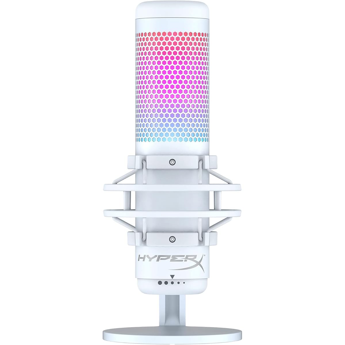 HyperX QuadCast S Standalone Microphone with RGB Lighting, White, For Teleworkers/Streamers/Content Creators/Gamers/Compatible with PC, PS4, PS5, 2-Year Warranty, 519P0AA
